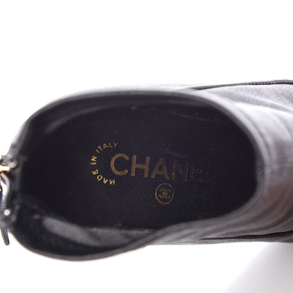 Chanel Sheepskin Grosgrain Cap Toe Ankle Boots 38 Black 9 of 10