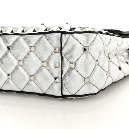 Valentino Garavani Metallic Nappa Medium Rockstud Spike Shoulder Bag Silver 9 of 9
