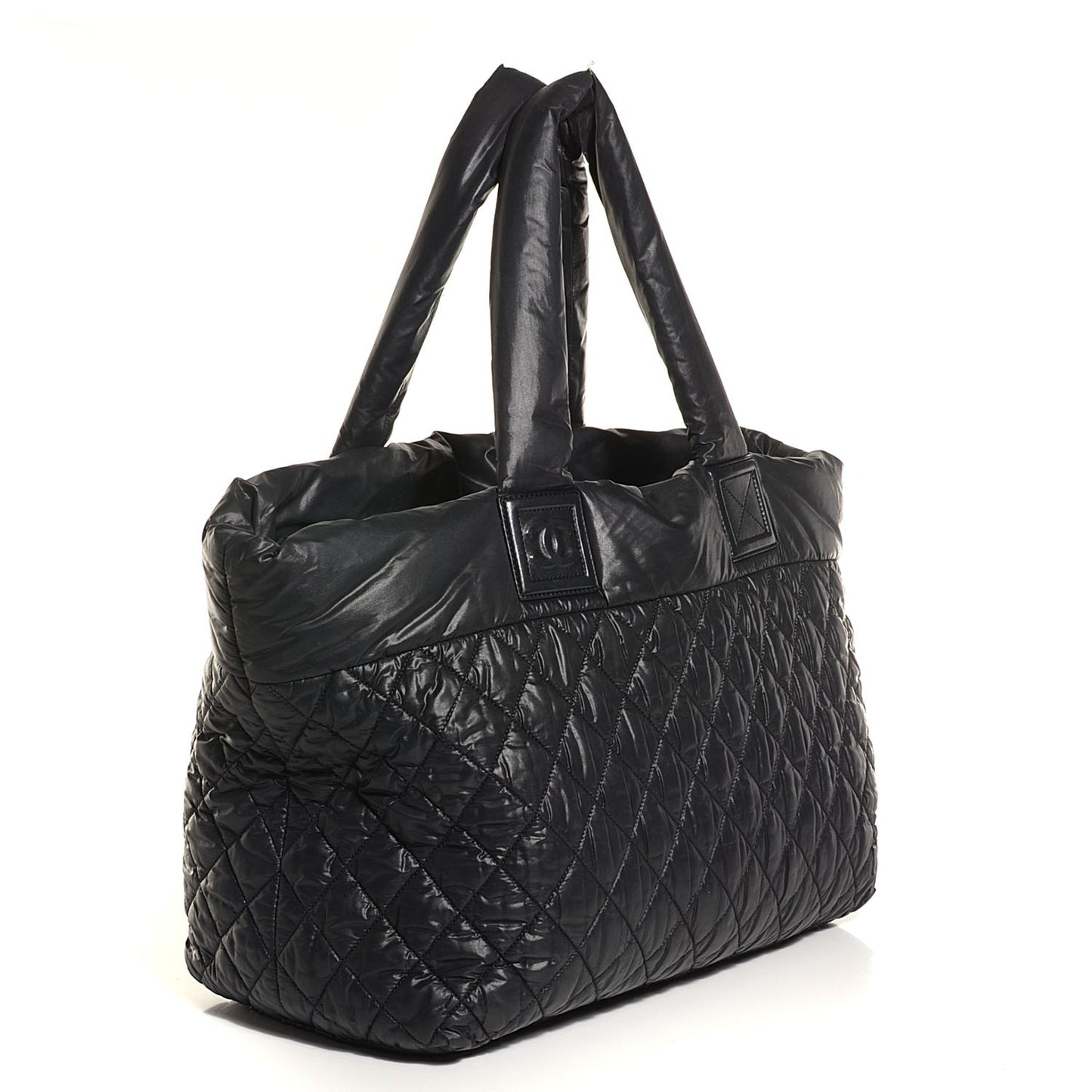 Nylon Quilted Coco Cocoon Medium Reversible Tote Black Red