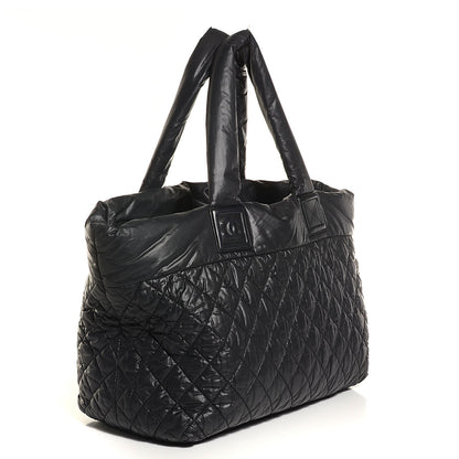 Chanel Nylon Quilted Coco Cocoon Medium Reversible Tote Black Red 3 of 7