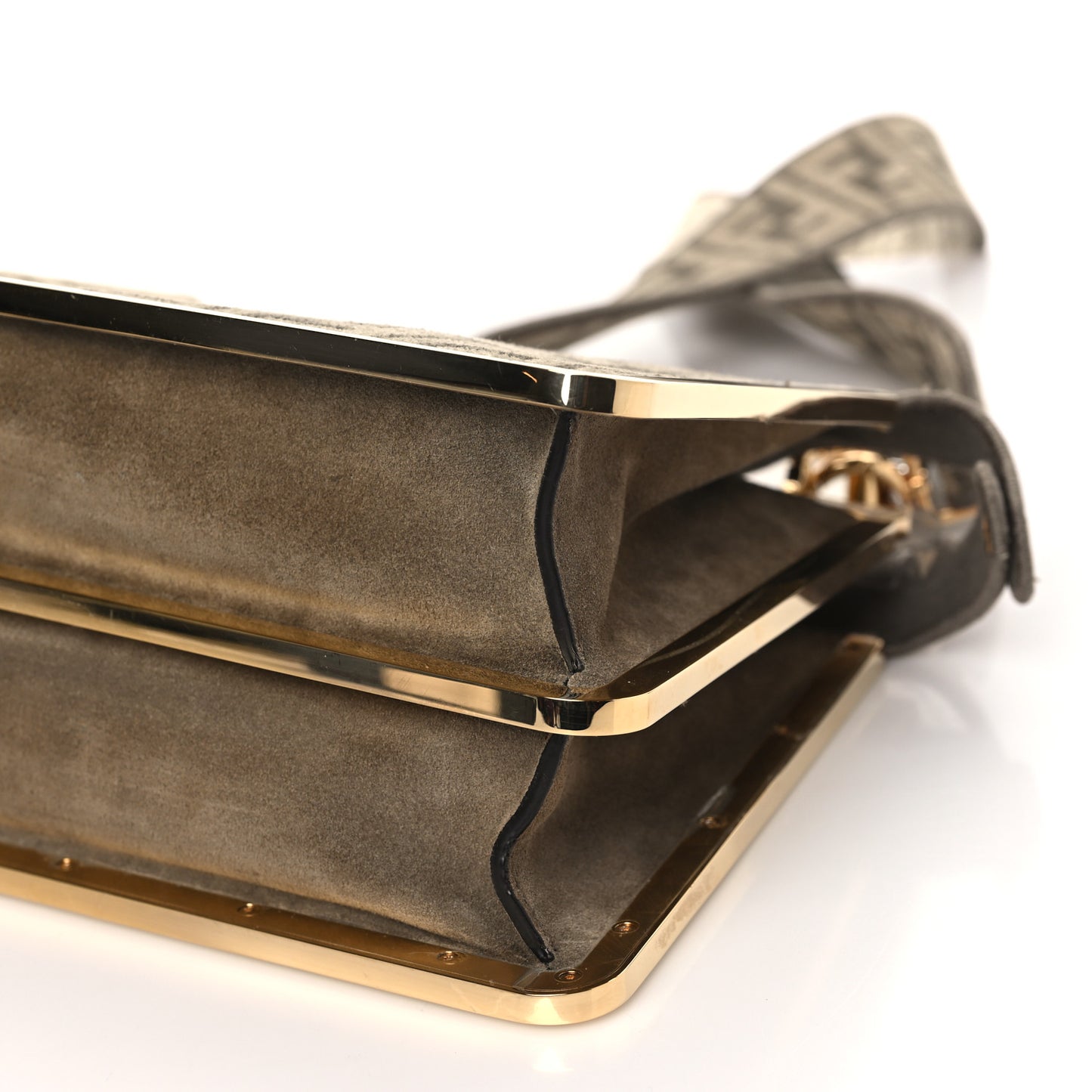 Chenille Suede Metal FF Small Peekaboo I SEE U Satchel Tortora Nuvola