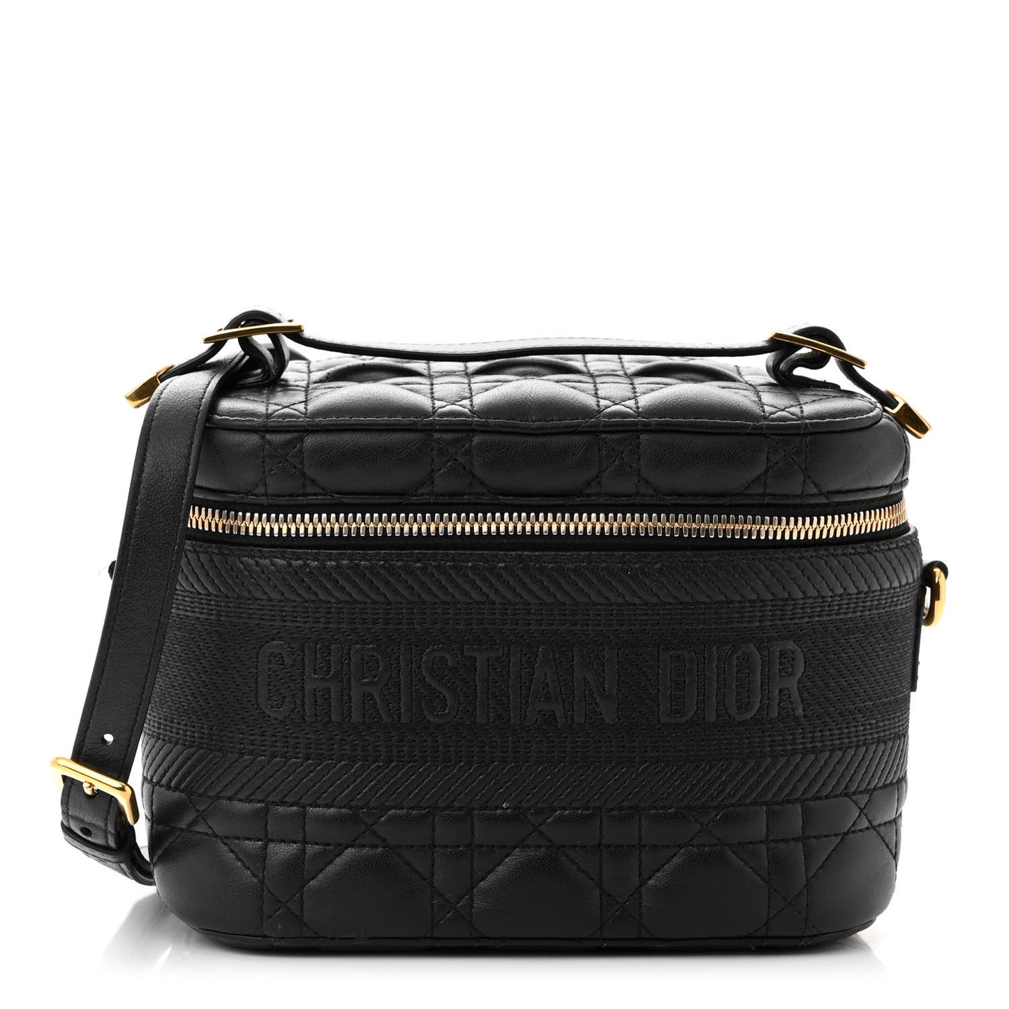 Lambskin Cannage Small Diortravel Vanity Case Black
