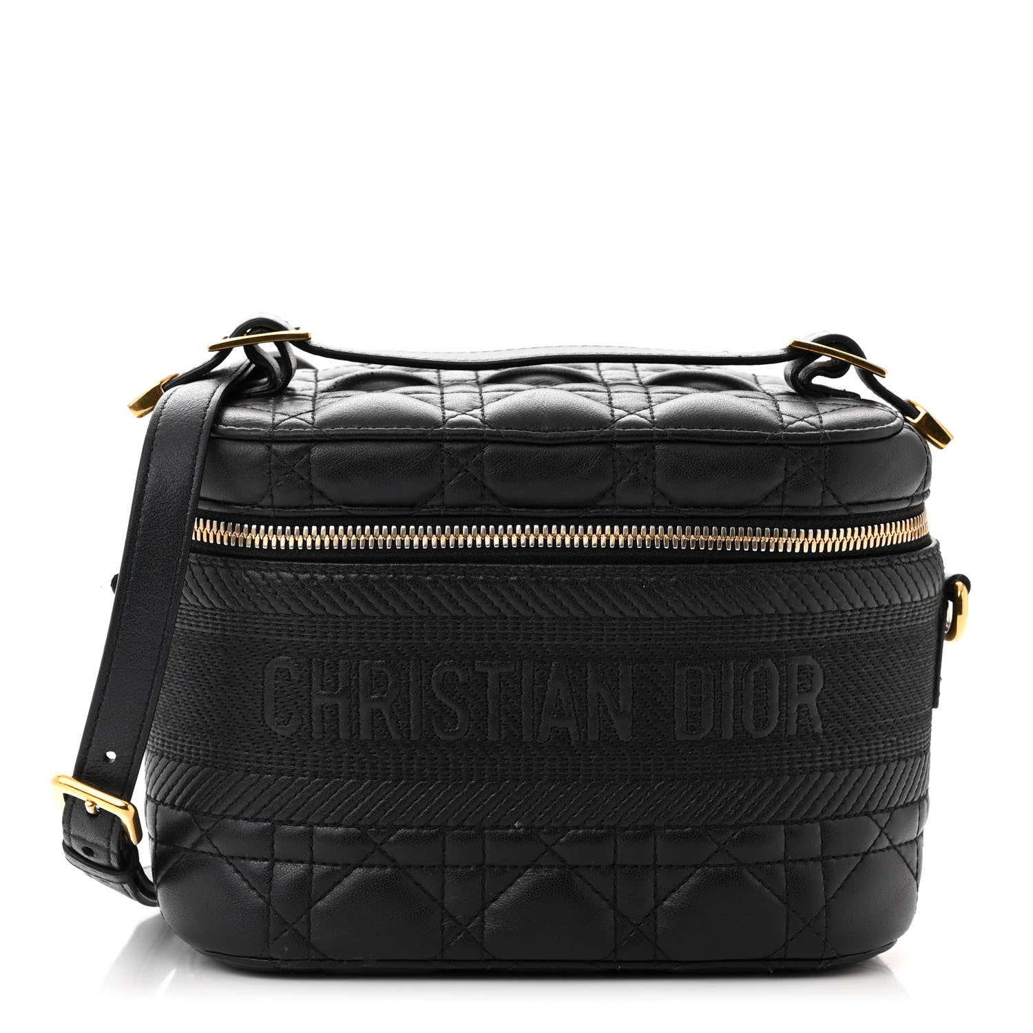 Christian Dior Lambskin Cannage Small Diortravel Vanity Case Black 1 of 12