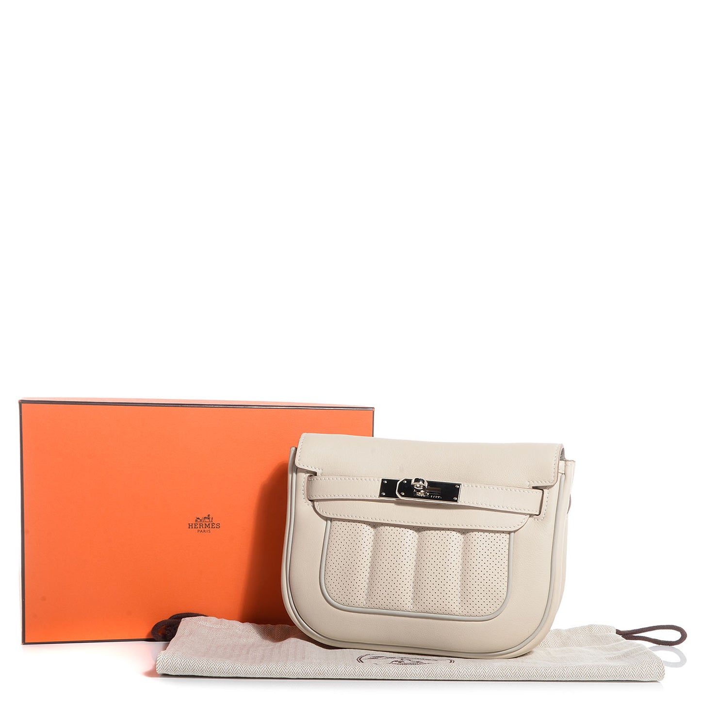 Veau Swift Perforated Mini Sac Berline Craie Gris Perle