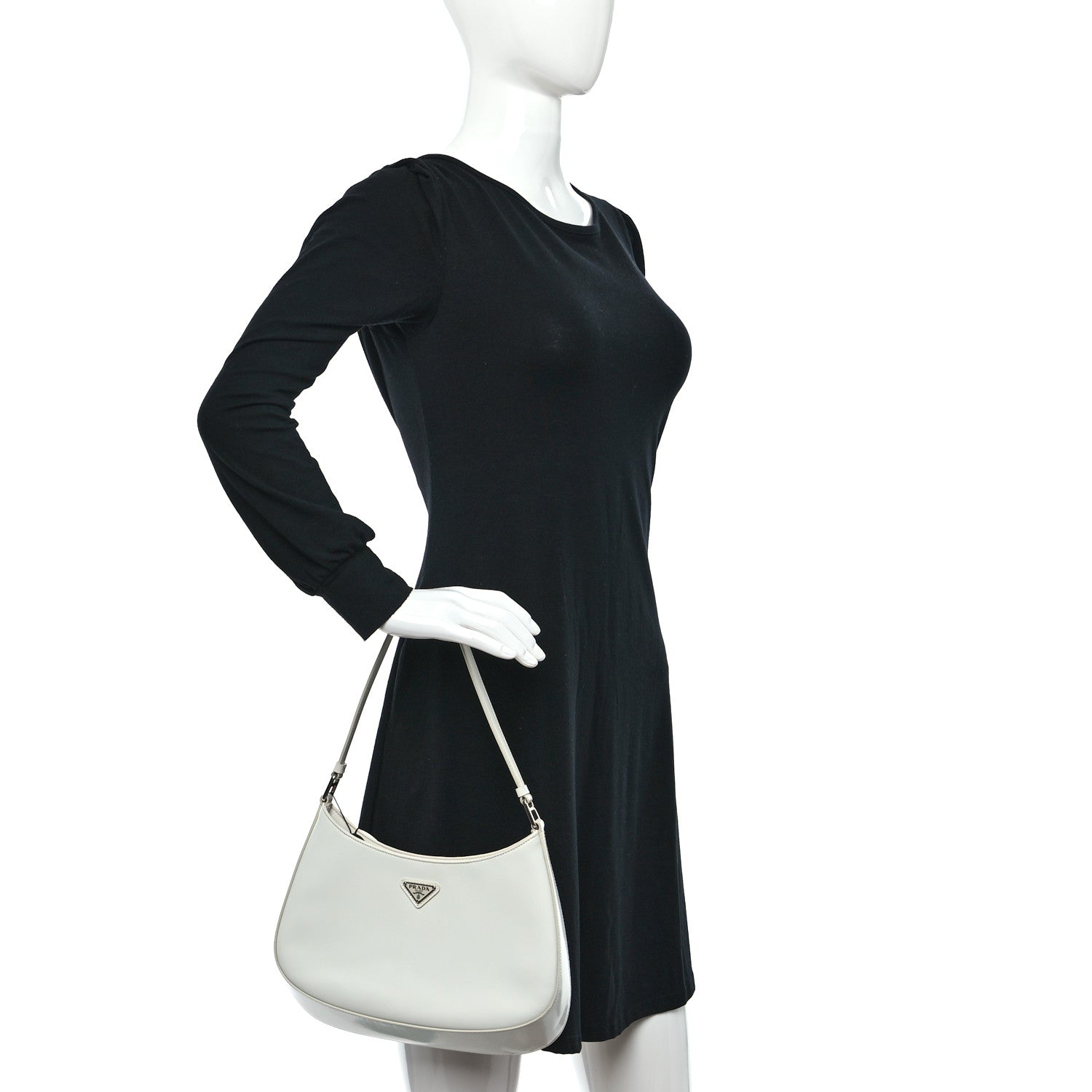 Prada Spazzolato Cleo Shoulder Bag White 2 of 8