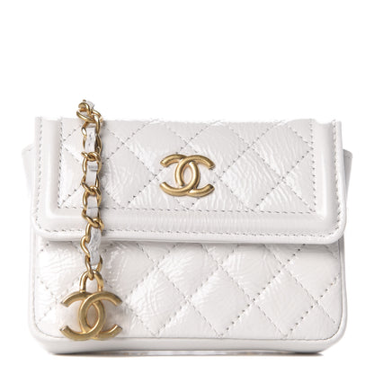 Chanel Shiny Aged Calfskin Quilted Waist Belt Bag White 1 of 8