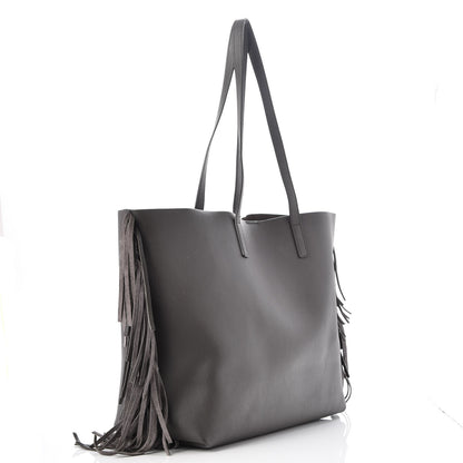 Saint Laurent Calfskin Large Fringe Shopping Tote Dark Grey 3 of 10
