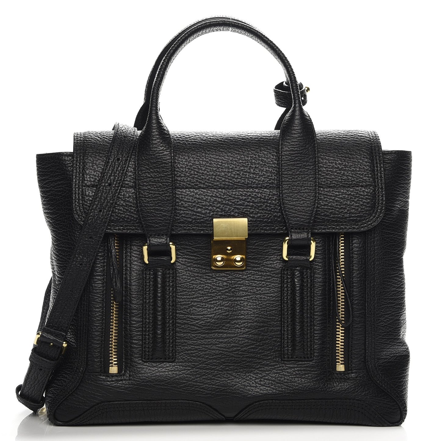 3.1 Textured Calfskin Medium Pashli Satchel Black