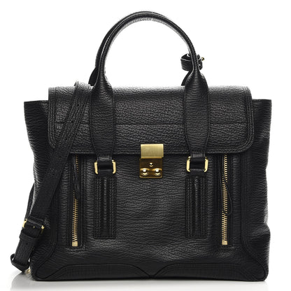 3.1 Phillip Lim 3.1 Textured Calfskin Medium Pashli Satchel Black 1 of 8
