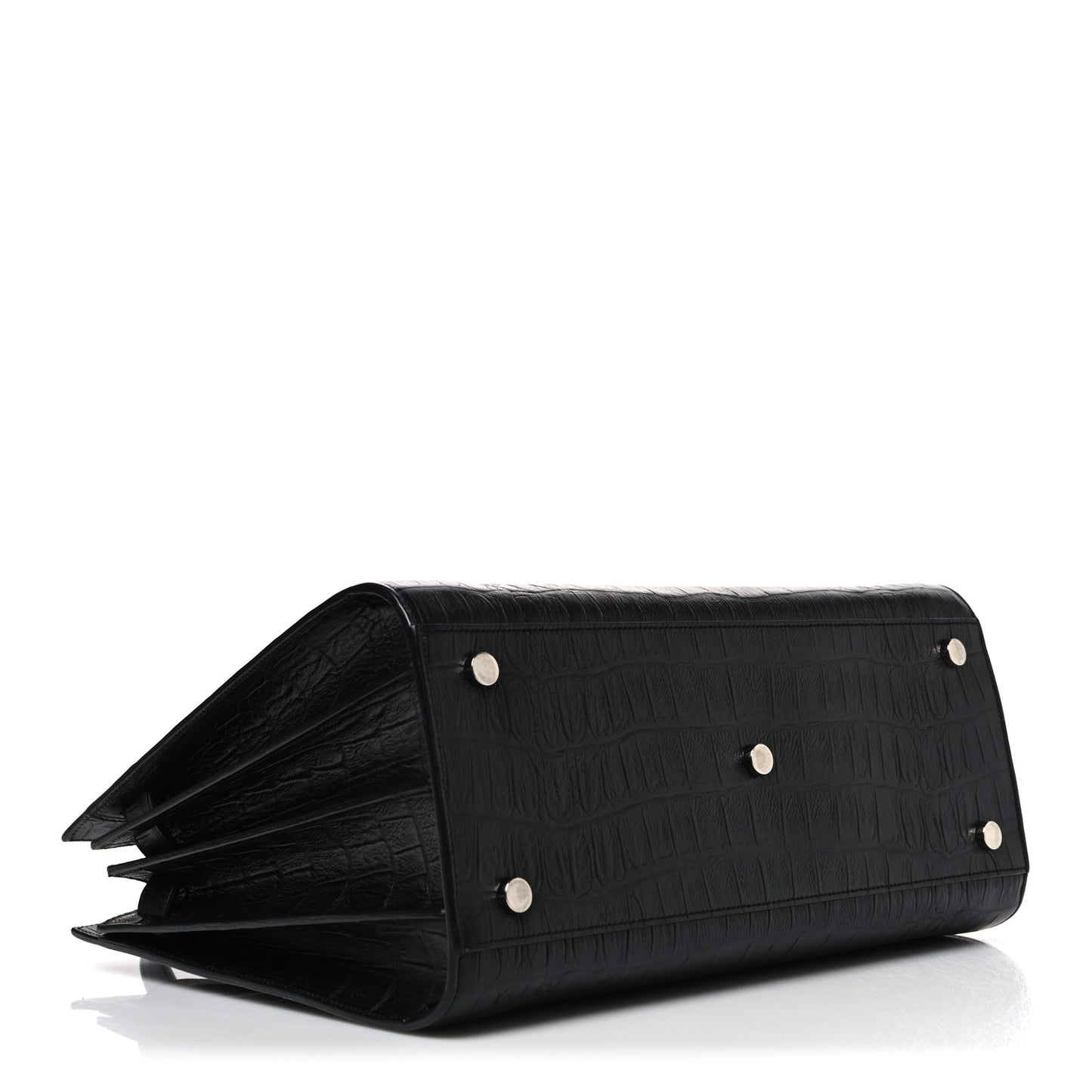 Calfskin Crocodile Embossed Small Sac de Jour Black
