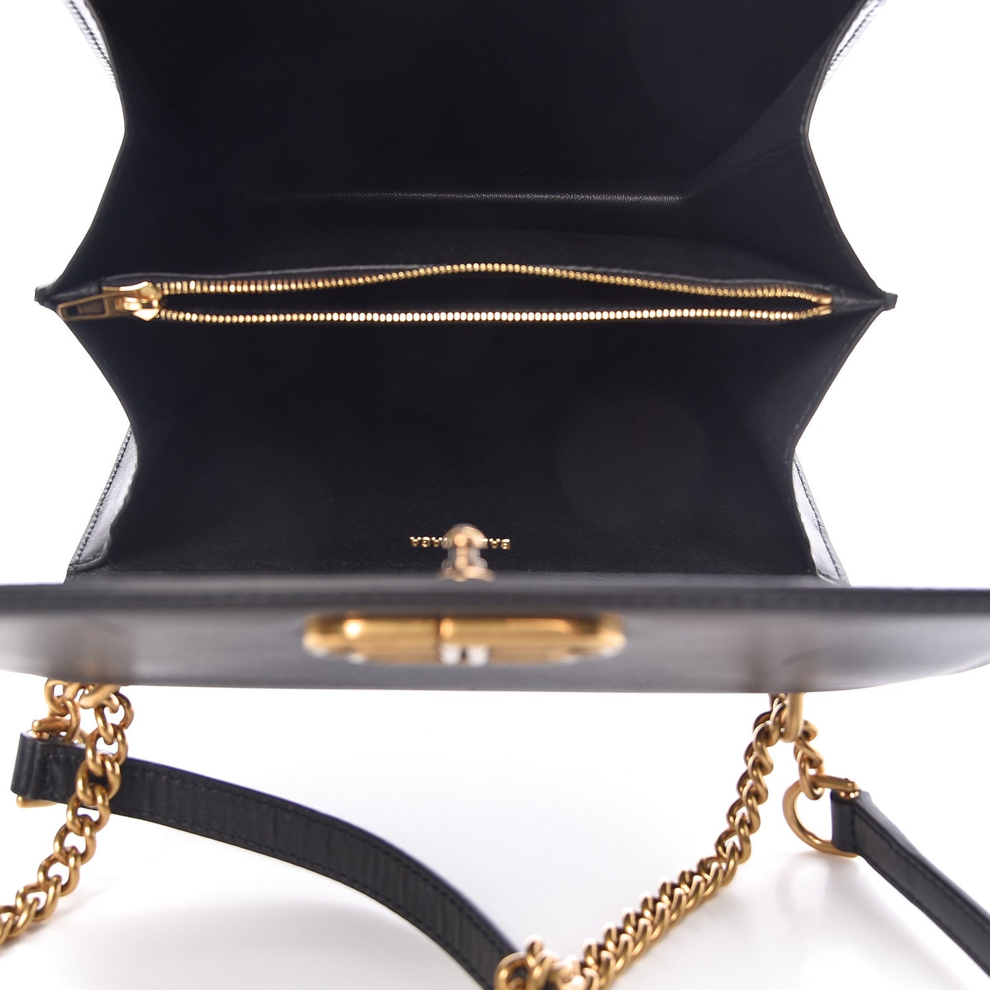 Box Calfskin S Sharp Chain Shoulder Bag Black