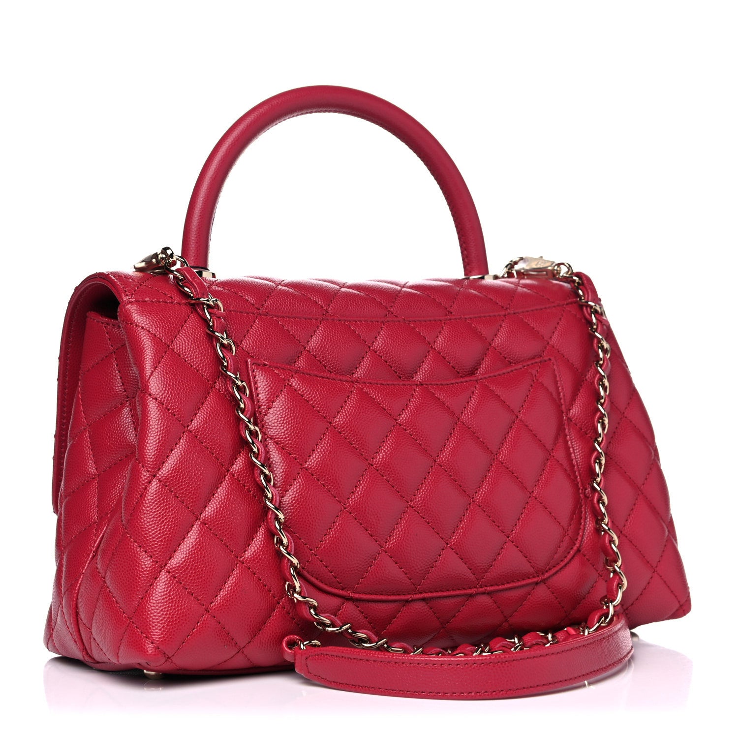 Chanel Caviar Quilted Small Coco Handle Flap Dark Pink 4 of 11