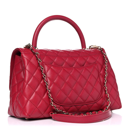 Chanel Caviar Quilted Small Coco Handle Flap Dark Pink 4 of 11