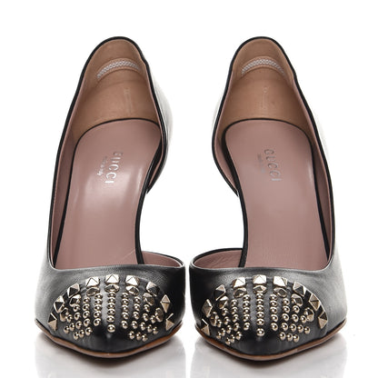 Gucci Calfskin Studded Cap Toe D'Orsay Pumps 35.5 Black 3 of 10
