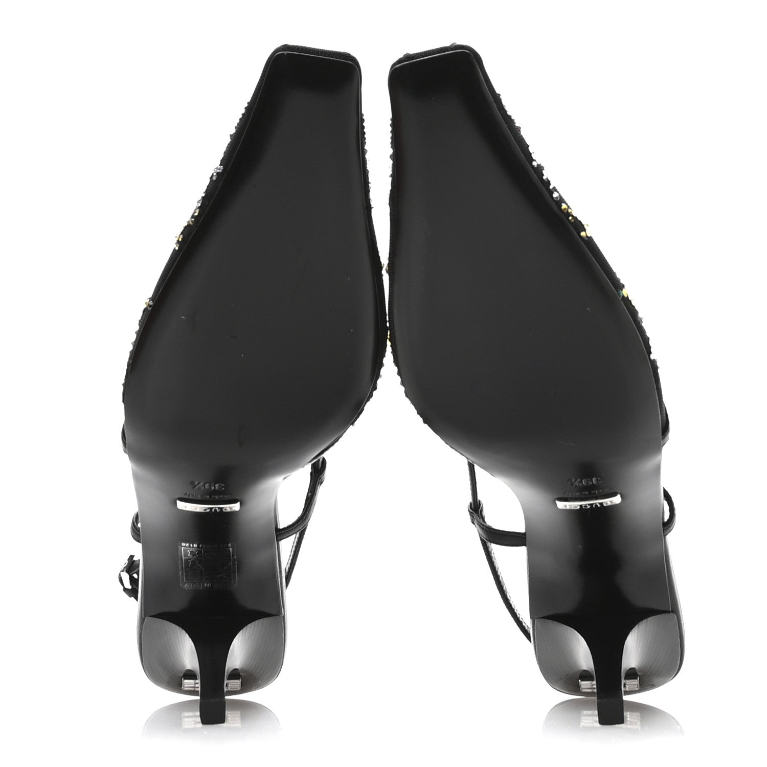 Gucci Tela Retino Nappa Charlotte Crystal GG Monogram Square G 75mm Slingback Pumps 39.5 Black 6 of 8