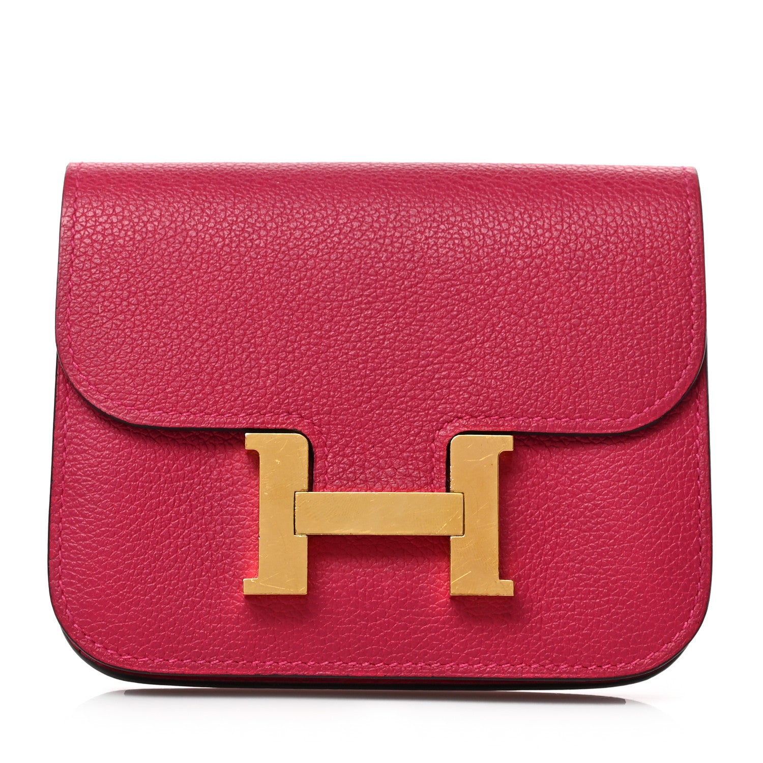 Hermes Evercolor Bi-Color Constance Slim Wallet Framboise Rouge Sellier 3 of 7