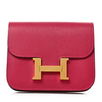 Hermes Evercolor Bi-Color Constance Slim Wallet Framboise Rouge Sellier 3 of 7