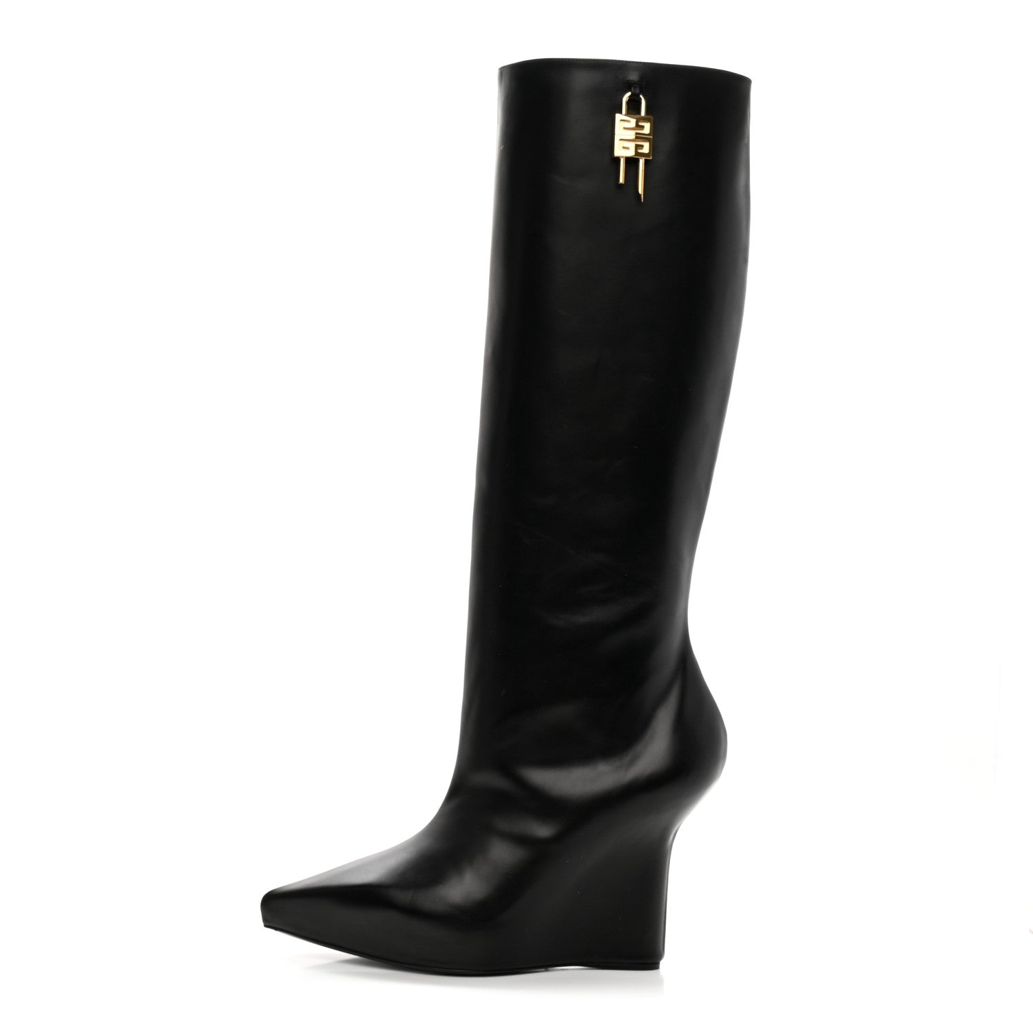Givenchy Calfskin G Lock Wedge Knee High Boots 38 Black 1 of 9