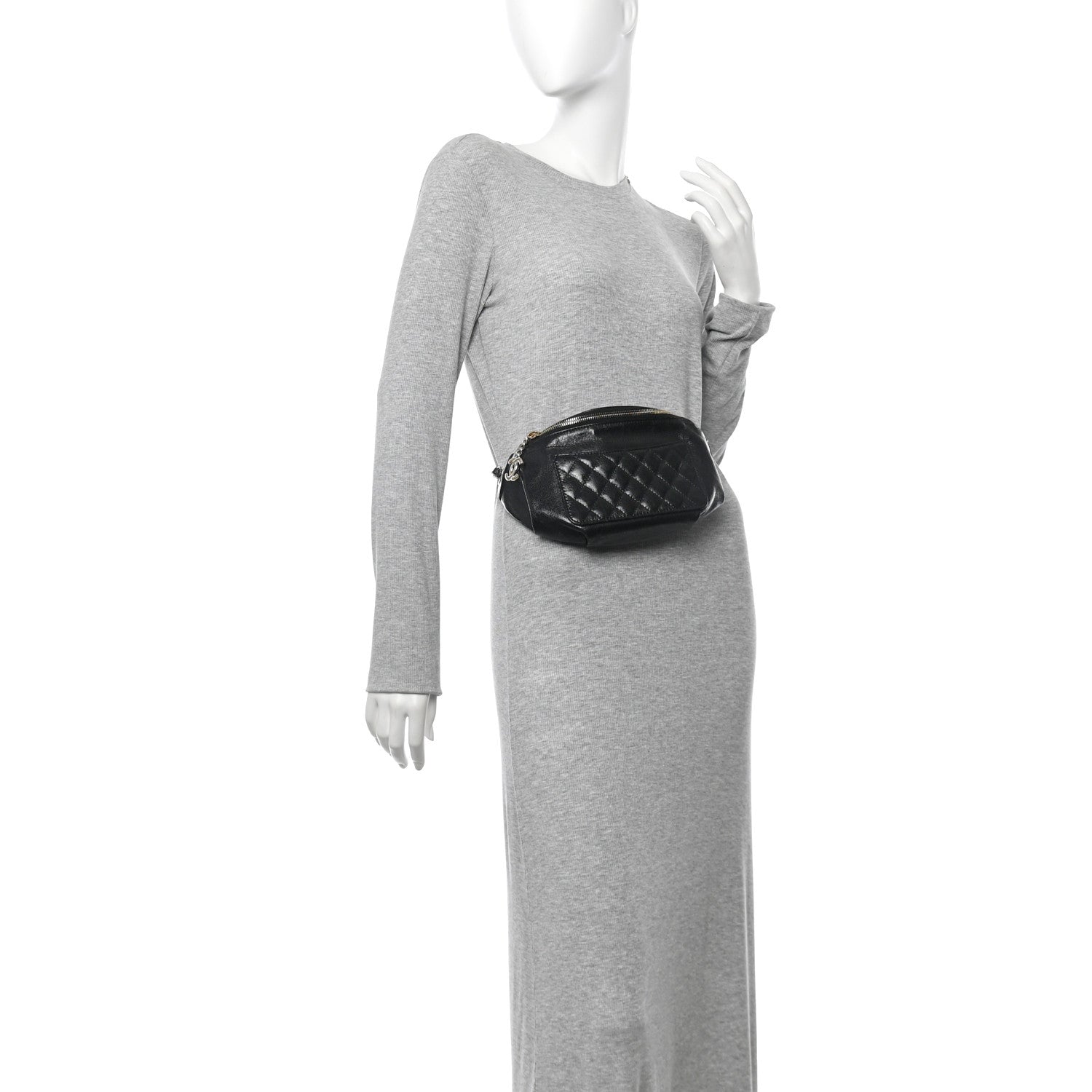 Chanel Crumpled Glazed Lambskin Quilted Waist Bag Fanny Pack Black 3 of 10