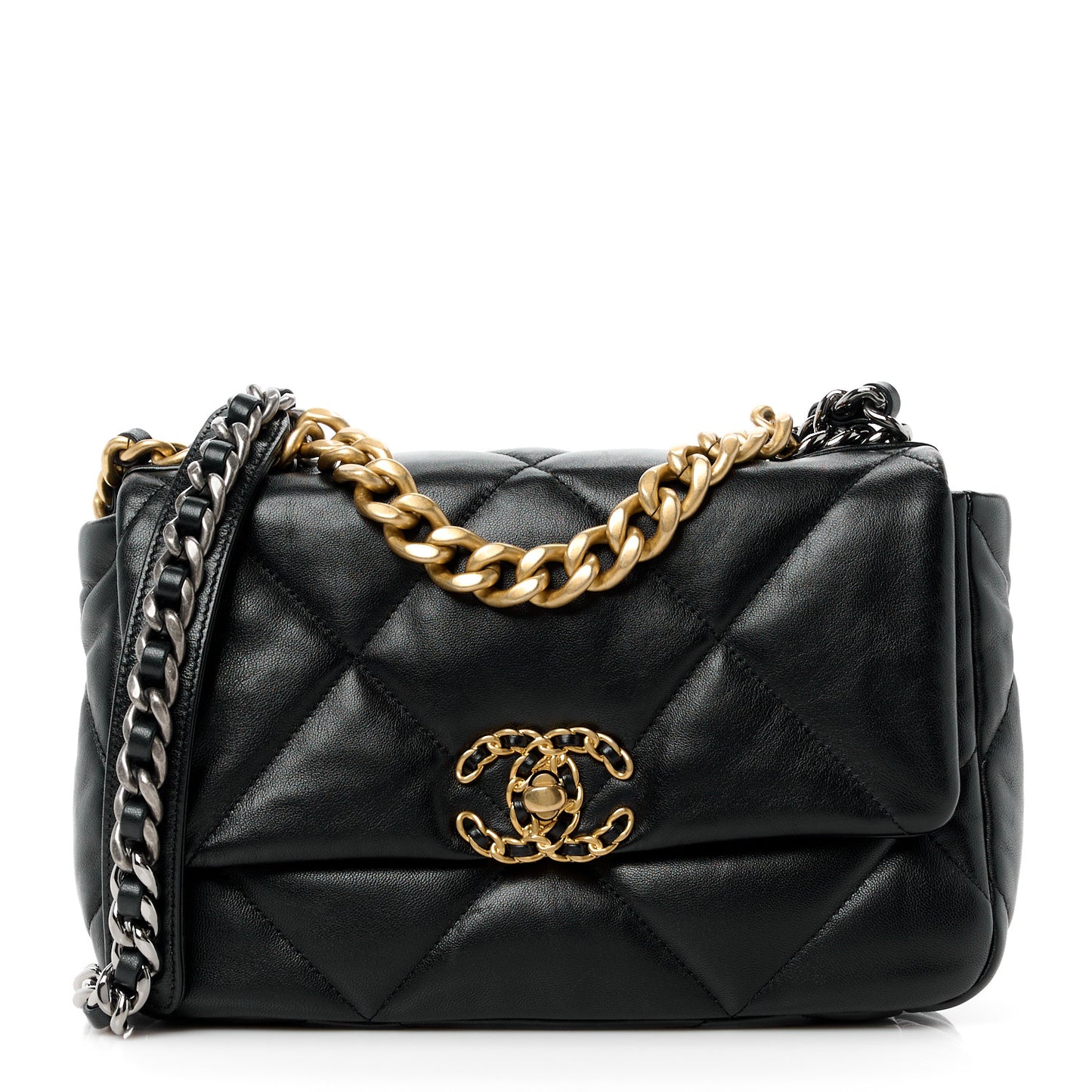 Lambskin Quilted Medium Chanel 19 Flap Black