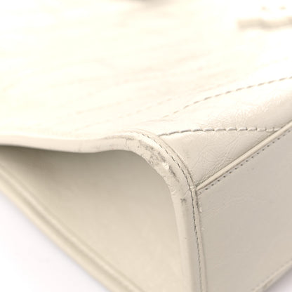Saint Laurent Crinkled Calfskin Matelasse Monogram Medium Niki Shopper Tote Crema Soft 8 of 17