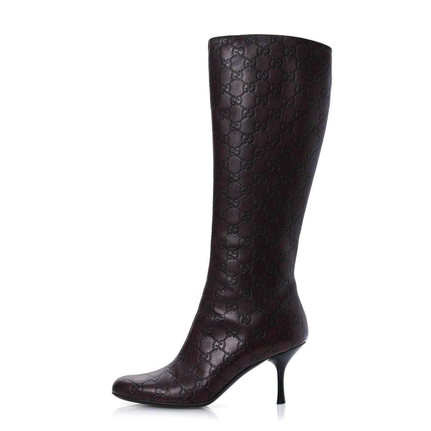 Guccissima Calfskin Knee High Boots 38 Burgundy
