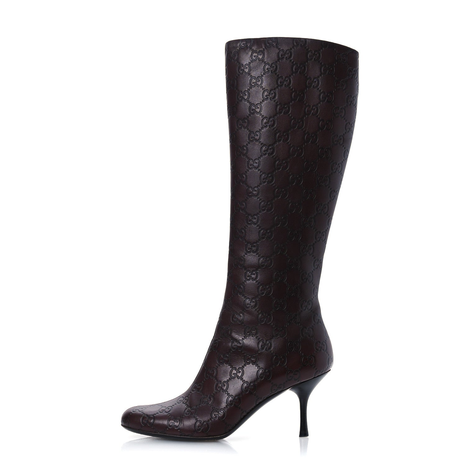 Gucci Guccissima Calfskin Knee High Boots 38 Burgundy 1 of 13