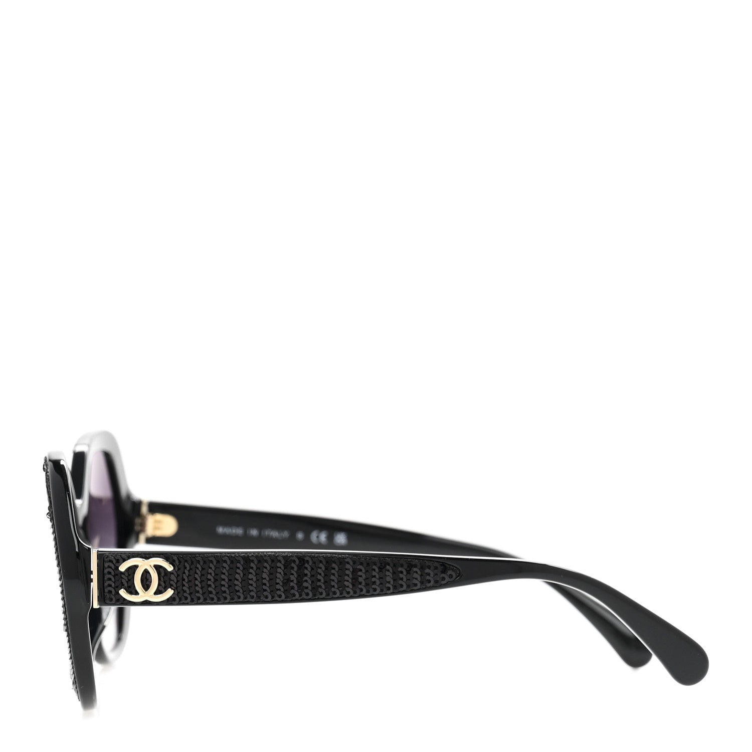 Chanel Acetate Sequin Round Sunglasses 5451-A Black 3 of 10