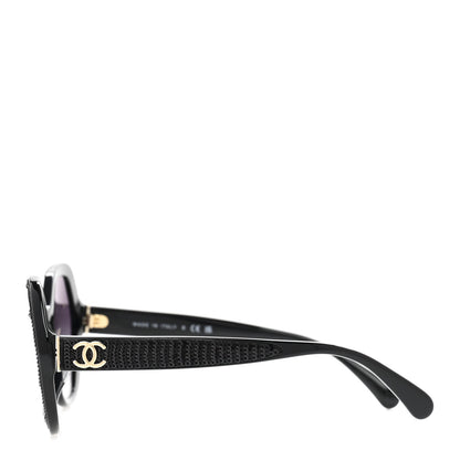Chanel Acetate Sequin Round Sunglasses 5451-A Black 3 of 10