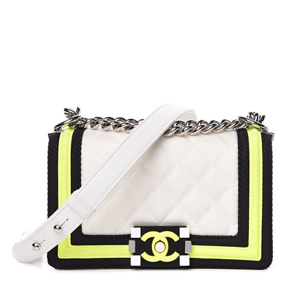 Chanel Canvas Quilted Small Fluo Boy Flap White Black Yellow 1 of 18