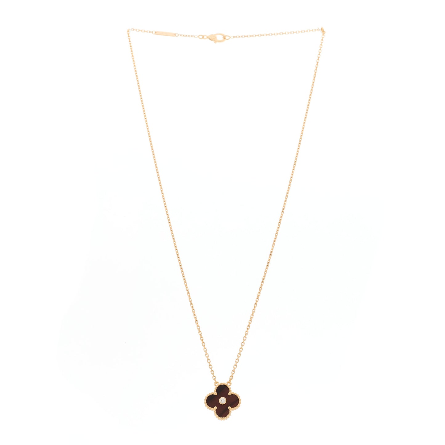 18K Rose Gold Diamond Bulls Eye Vintage Alhambra Pendant Necklace