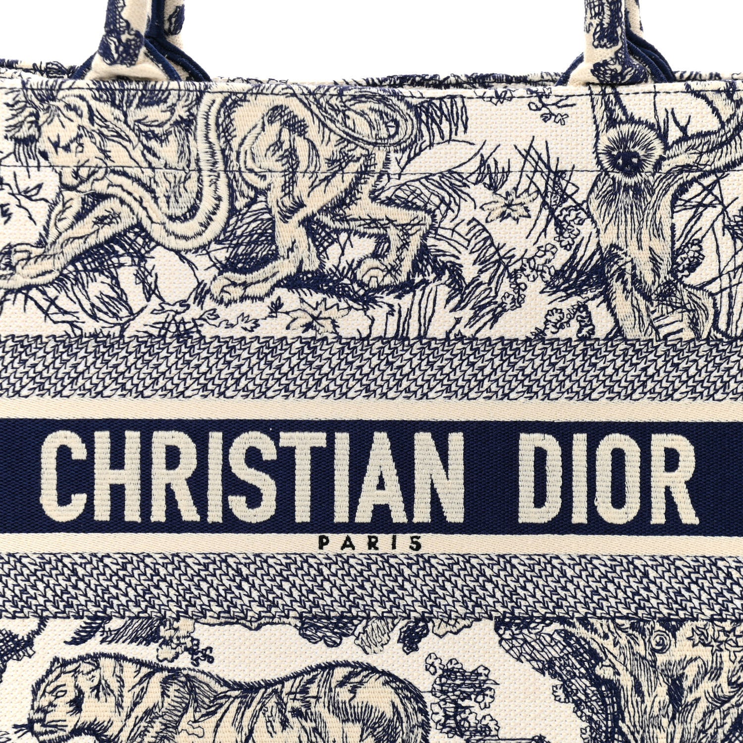 Christian Dior Canvas Embroidered Medium Dioriviera Toile De Jouy Book Tote Blue 8 of 10