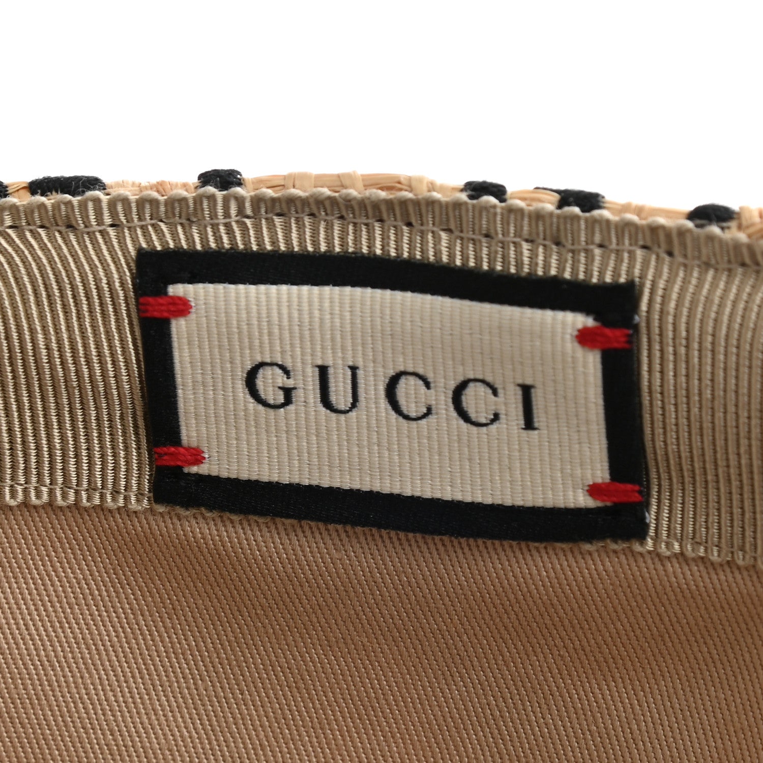 Gucci Raffia GG Monogram Elaphe Embroidered Aisha Baseball Hat M Ivory Black 8 of 9