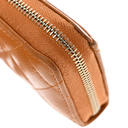 Chanel Caviar Quilted Zip Around Coin Purse Wallet Light Brown 9 of 10
