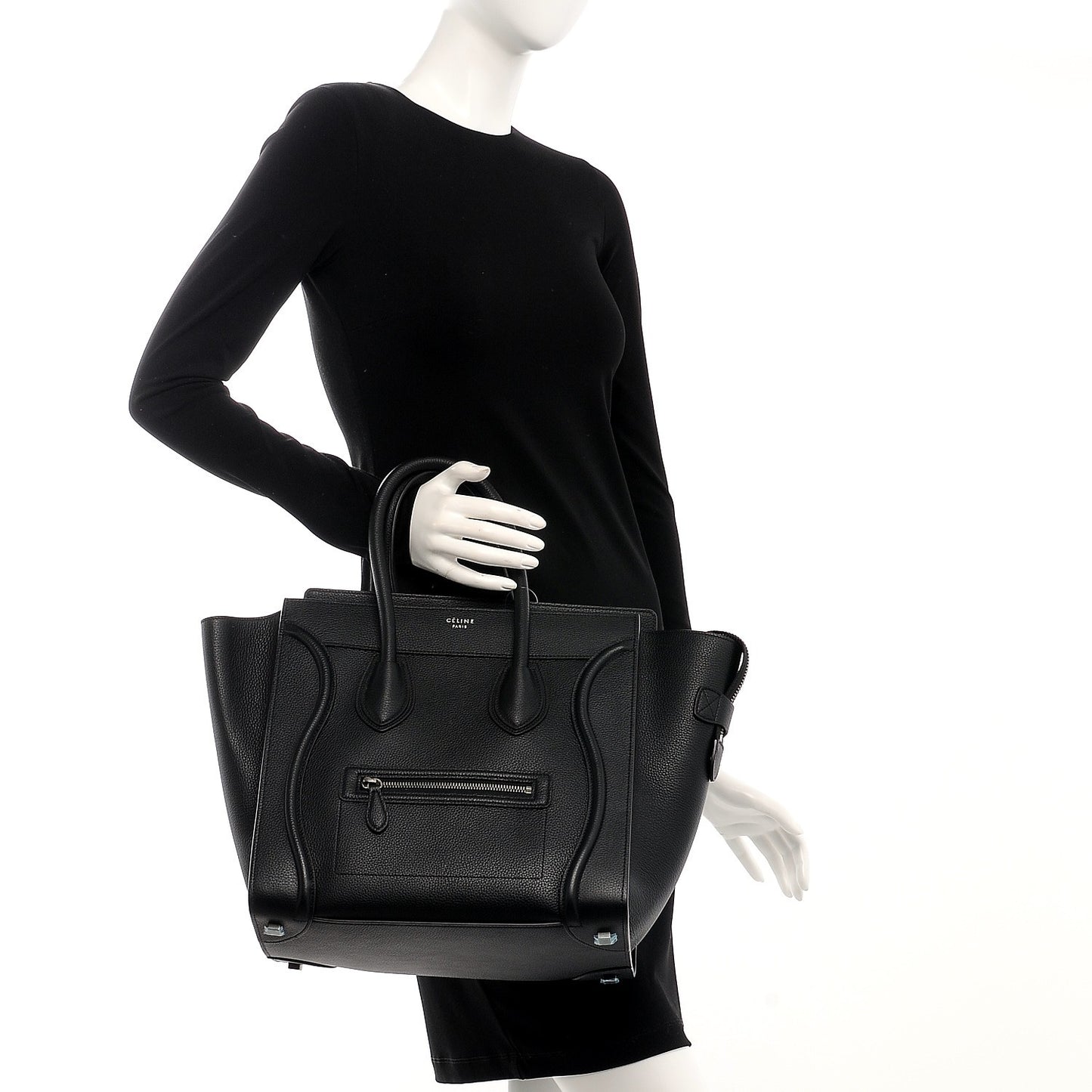 Drummed Calfskin Mini Luggage Black