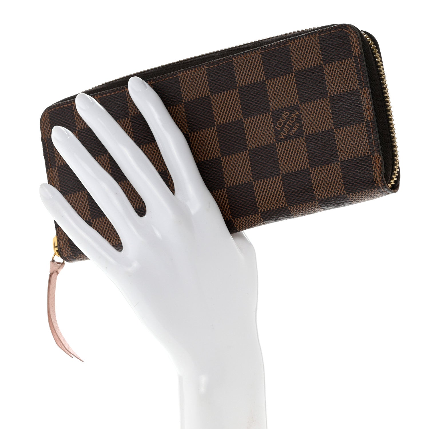 Louis Vuitton Damier Ebene Clemence Wallet Rose Ballerine 2 of 7