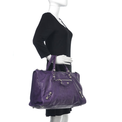 Balenciaga Agneau Giant 12 Silver Hardware Work Dark Violet 2 of 10