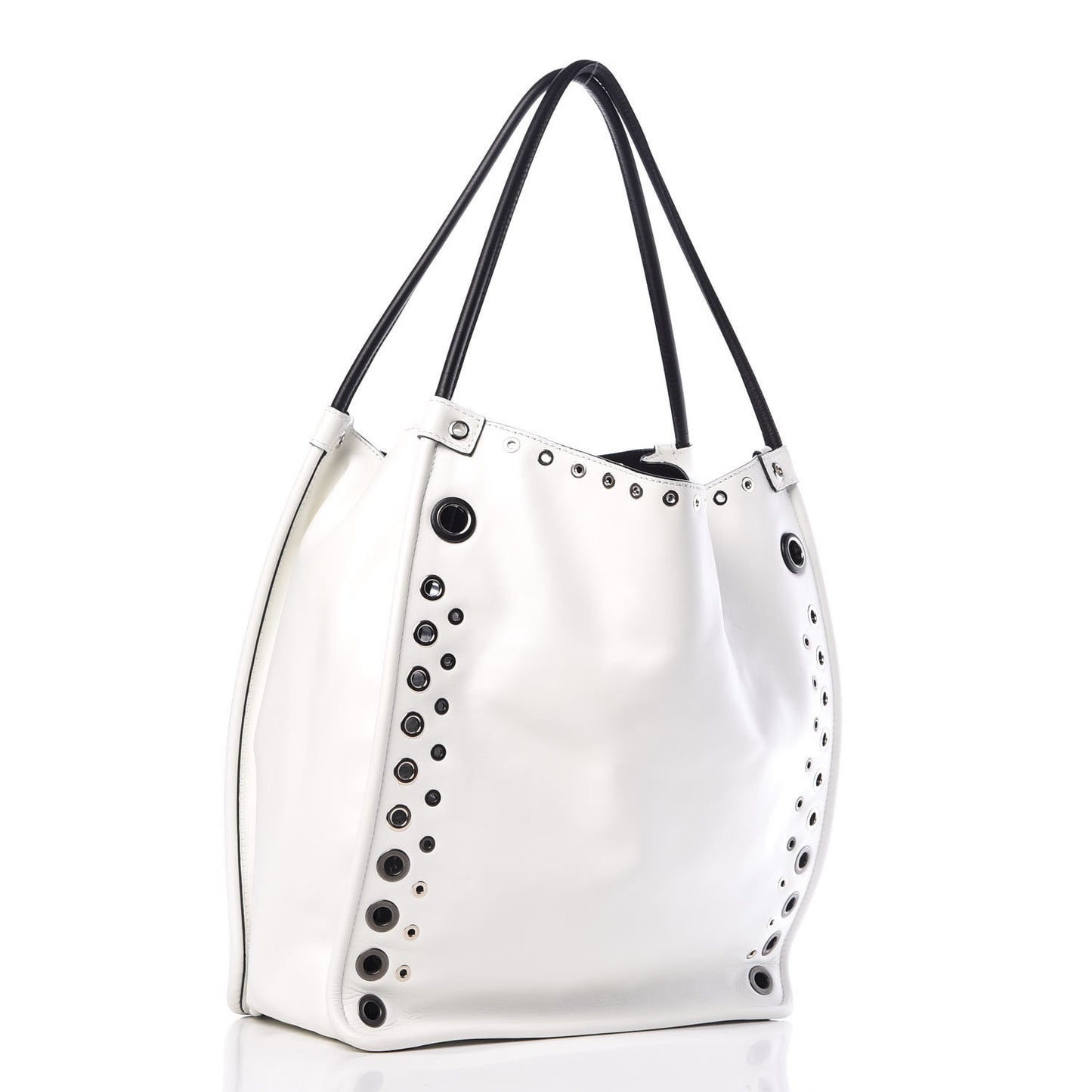 Soft Calf Medium Grommet Studded Tote White
