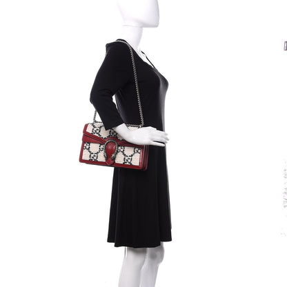 Gucci Tweed GG Monogram Small Dionysus Shoulder Bag White Black Romantic Cherry 2 of 11