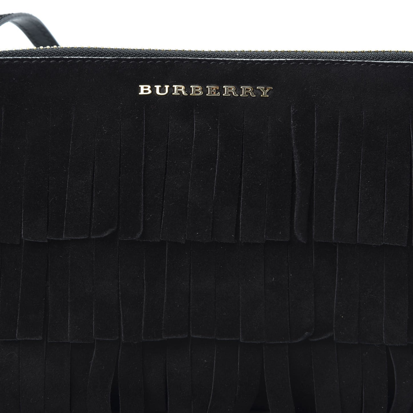Suede Fringe Peyton Crossbody Clutch Bag Black