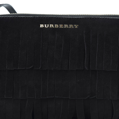 Burberry Suede Fringe Peyton Crossbody Clutch Bag Black 10 of 10