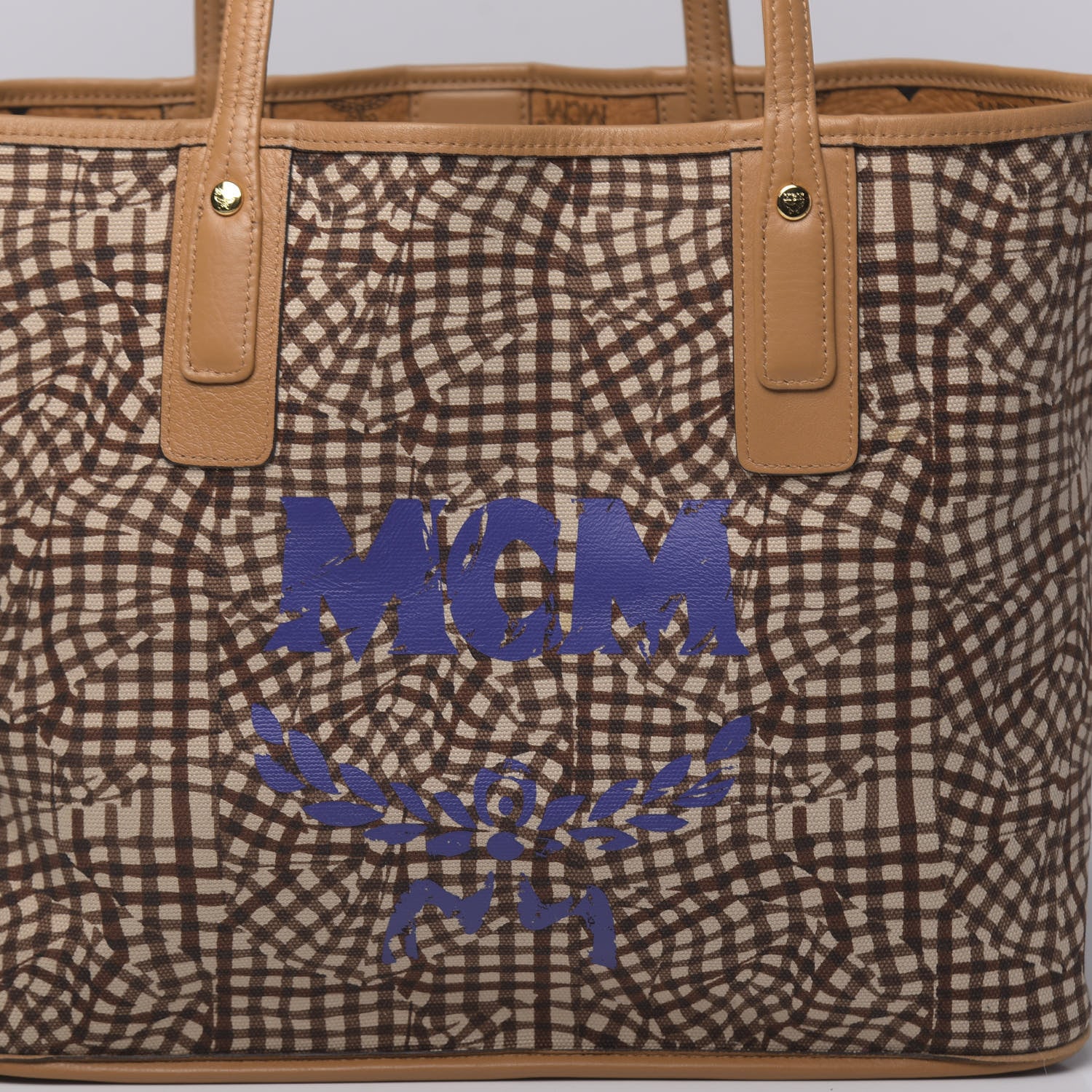 MCM Visetos Medium Liz Reversible Shopper Tote Cognac 13 of 16
