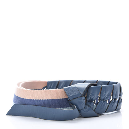 Fendi Woven Twill Shiny Nappa Lace Up Bow Strap You Blue Multicolor 2 of 5