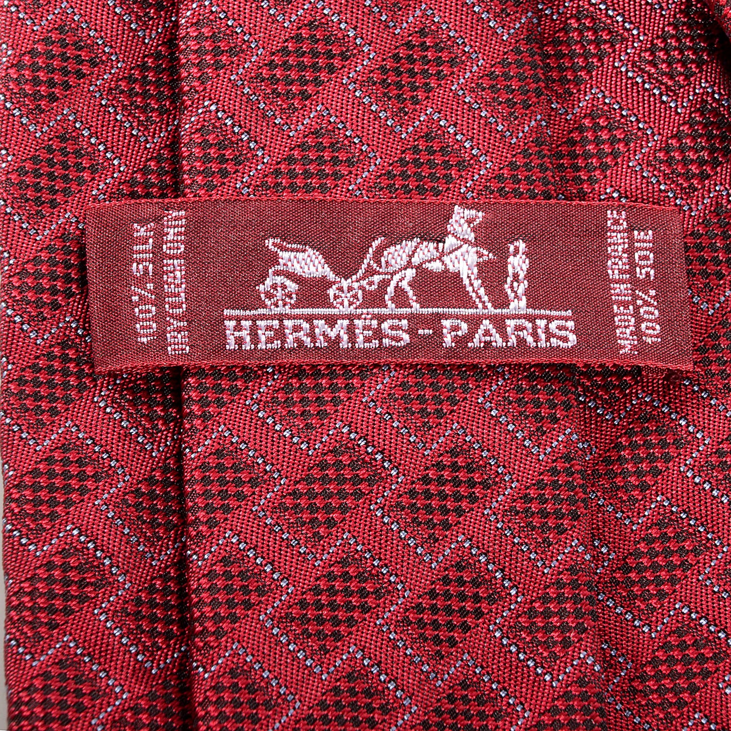 Mens Heavy Silk Twill Woven Geometric Neck Tie Red