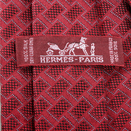 Hermes Mens Heavy Silk Twill Woven Geometric Neck Tie Red 5 of 6