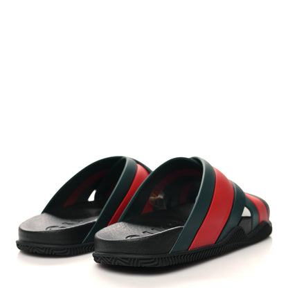 Gucci Rubber Web Mens Criss Cross Slide Sandals 35 Green Red 4 of 9