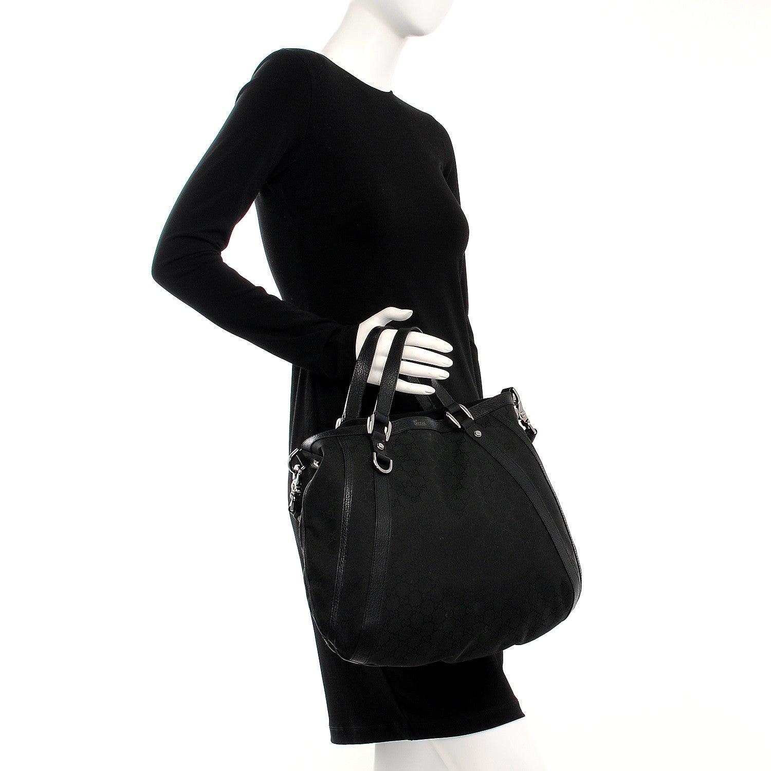 Gucci Monogram Medium Abbey Convertible Tote Black 3 of 11