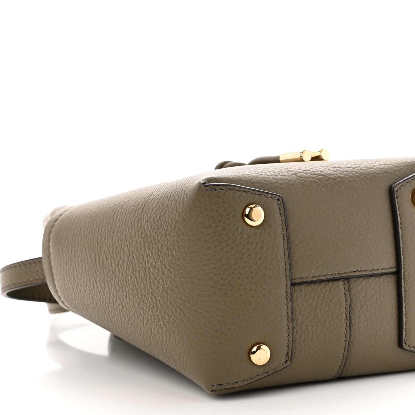 Grained Calfskin Mini Gancino Bucket Bag Green