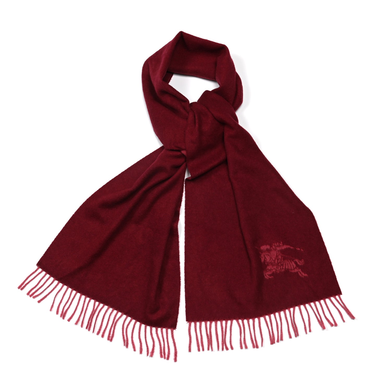 Cashmere Embroidered Fringe Scarf Red