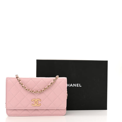 Chanel Caviar Quilted Studded CC Wallet on Chain WOC Light Pink 11 of 11
